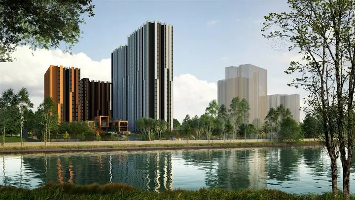Towers across the lake
