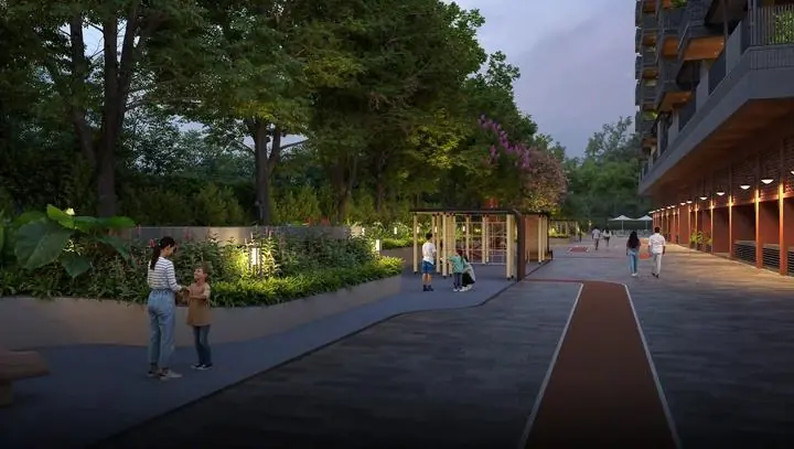 Landscaped walkway and jogging track
